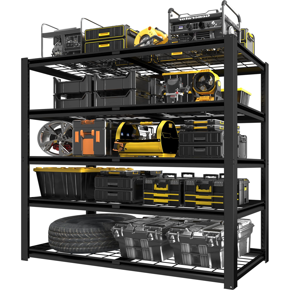 PrimeZone 47" W Heavy Duty Garage Shelving 47" W X 18" D X 72" H Adjustable Wire Storage Shelves Unit with Locking Connector, 5 Tier Metal Shelving Industrial Utility Rack for Warehouse, Basement PrimeZone