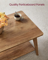 VASAGLE MAEZO Collection - Coffee Table, 2-Tier Center Table with Storage, Tapered Legs, Curved Transitions, 21.7 x 39.4 x 17.7 Inches, Easy to Assemble, for Living Room, Honey Brown ULCT249K01 VASAGLE