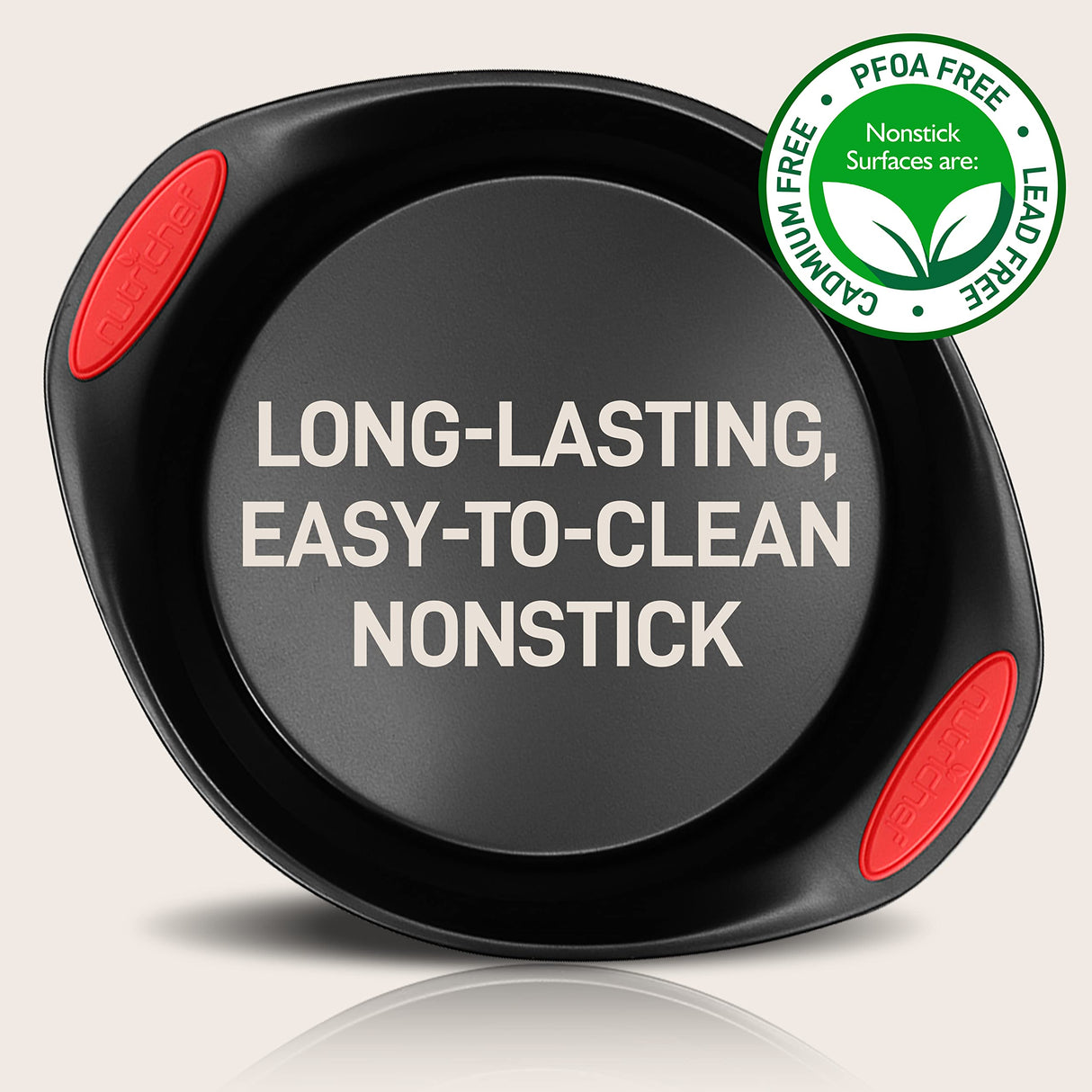 NutriChef 15-Piece Baking Pan Set - Flexible Nonstick Coating Carbon Steel Bakeware - Professional Home Kitchen Bakeware with Stackable Cookie Sheet Trays and Red Silicone Handles (Black) NutriChef