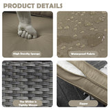 TIMWNER 3-Piece Swivel Rocker Wicker Chair Set of 2 ，360-Degree Rocking Chairs Outdoor with Cushions，Glass Table for Garden,Backyard, Bistro.Brown TIMWNER