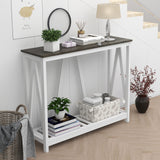 UYIHOME Farmhouse Entryway Console Table, 39.3inch Sofa Table Behind The Couch, Narrow Entryway Table for Hallway, Living Room, Foyer, Dark Oak UYIHOME