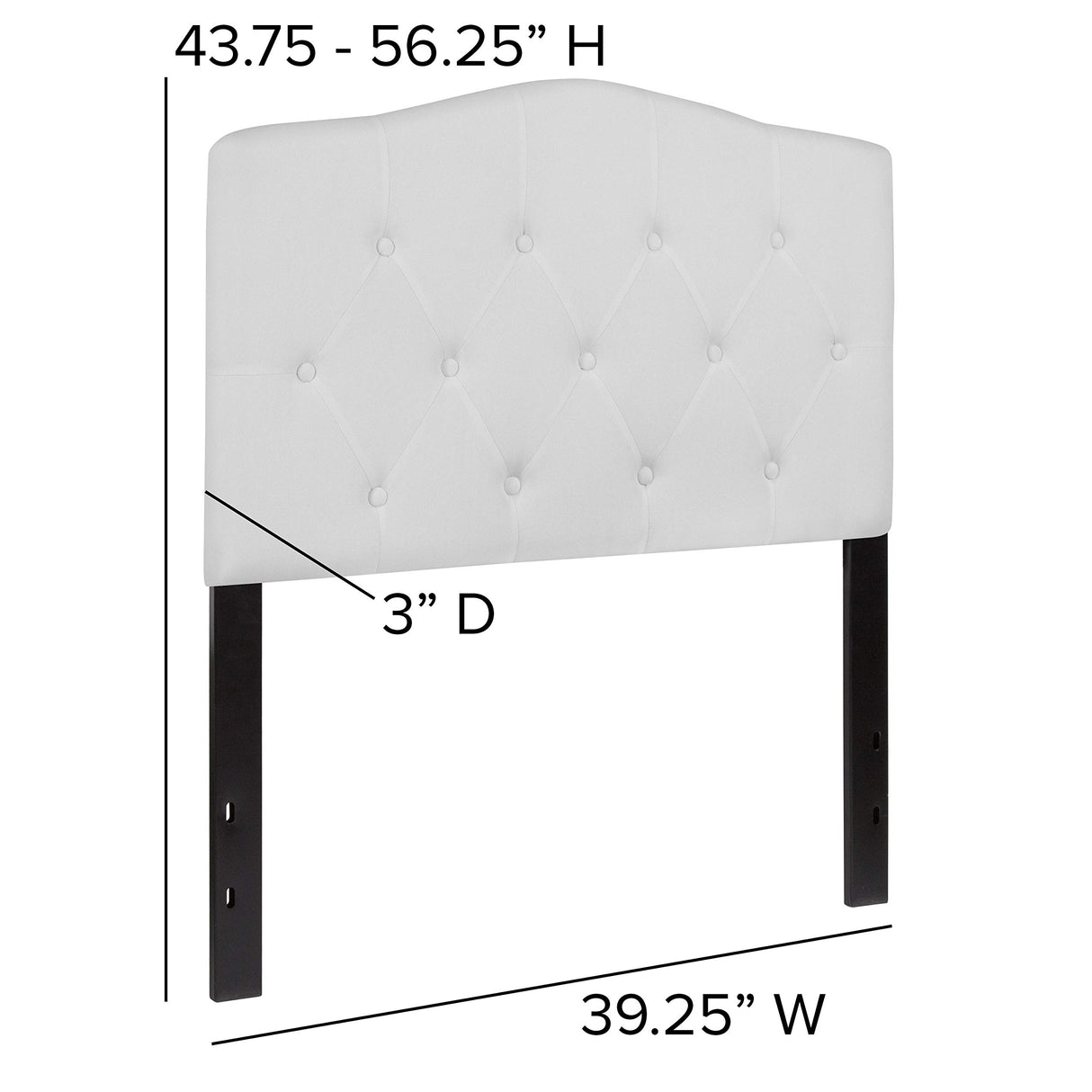 EMMA + OLIVER Tufted Upholstered Twin Size Headboard in White Fabric EMMA + OLIVER
