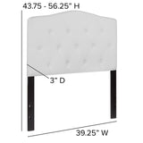 EMMA + OLIVER Tufted Upholstered Twin Size Headboard in White Fabric EMMA + OLIVER