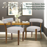 RNKSFX Wooden Dining Chairs Set of 8 Upholstered Kitchen & Dining Room Linen Fabric Chairs Mid Century Modern Dining Woven Chairs Low Back, Beige Fabric RNKSFX