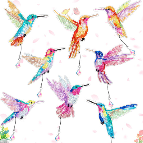 Yeaqee 8 Pcs 5D Butterfly Hummingbird Diamond Art Bookmarks Acrylic Crystal Pendant Diamond Art Bookmark Kits for Adults Home Office Project, 8 Styles(Hummingbird) Yeaqee