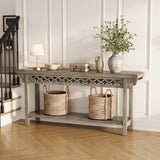 LITTLE TREE 70.87-Inch Long Console, Solid Wood Farmhouse Narrow Entryway Table with Shelf, Rustic Sofa Table for Living Room, Hallway, Grey LITTLE TREE