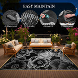 MontVoo Outdoor Rug with Led String Strip Lights 6x9ft Waterproof Outdoor Patio Rug Mat Reversible Plastic Straw Rug Outside Outdoor Rug for RV Camping Picnic Balcony Backyard Fairy Outdoor Decor MontVoo