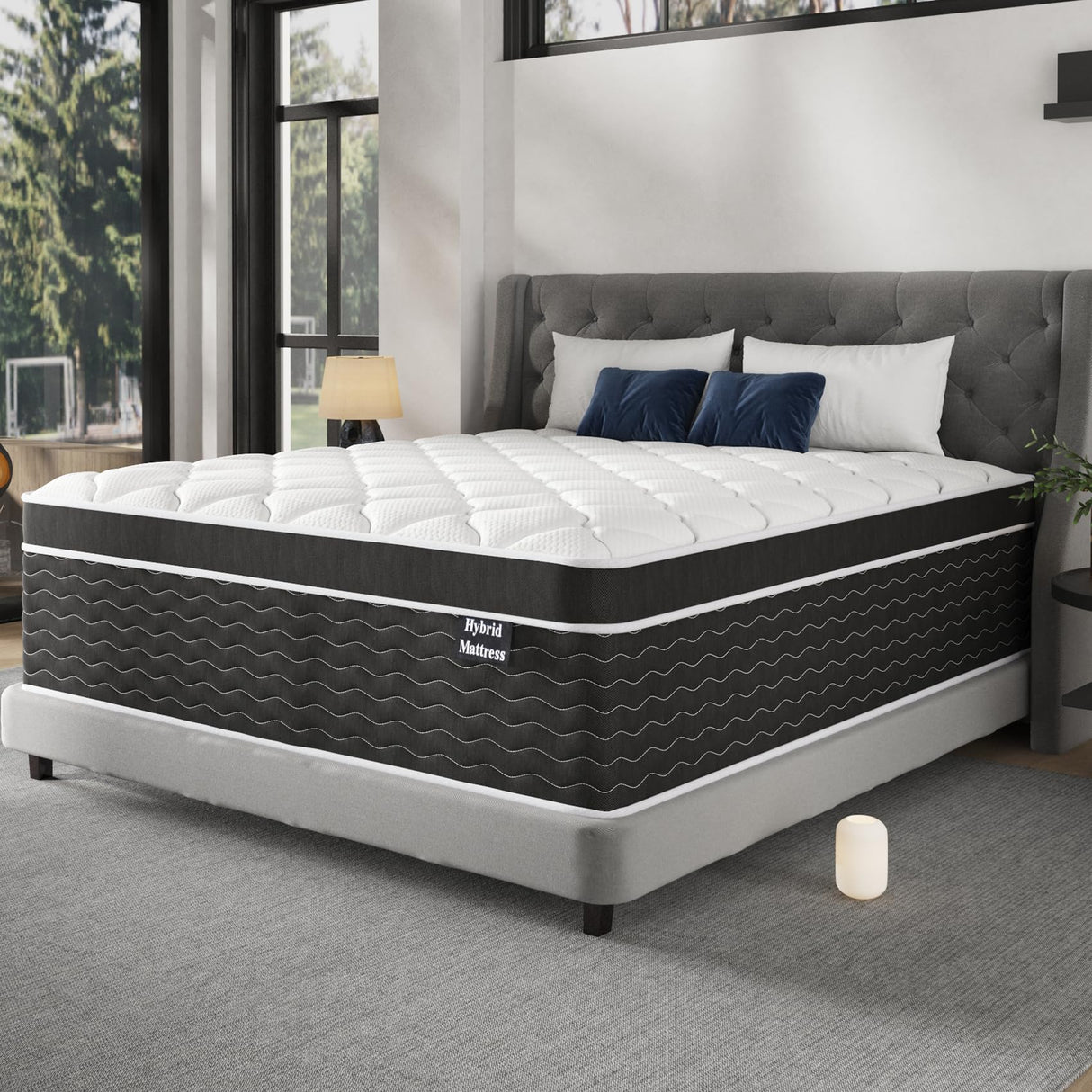 Ruoysun Queen Mattress, 14 inch Bed Mattress in a Box, Medium Firm Hybrid Mattresses Queen Size with Gel Memory Foam and Pocket Springs, Pressure Relief & Upgraded Support, Cooling and Breathable Ruoysun