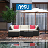 Nestl Outdoor Patio Furniture Set – Outdoor Furniture Patio Set, 5 Piece Patio Furniture Sets with Outdoor Couch, Outdoor Sectional with Off White Cushions, Black Wicker Patio Furniture Sets Nestl