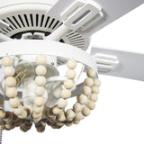 RIVER OF GOODS Coastal 52 Inch Wooden Bead LED Ceiling Fan, Cream RIVER OF GOODS