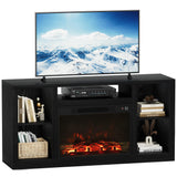 Furniwell Fireplace TV Stand for 65 Inch TV, Media Entertainment Center Console Table with 26" Electric Fireplace, Farmhouse TV Stand with Storage Cabinet for Living Room (Black) Furniwell