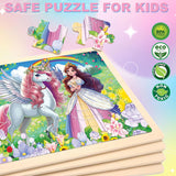 Wooden Puzzles for Kids Ages 4-6, Large 24 PCs Unicorn Mermaid Princess, Jigsaw Puzzles for Kids Ages 3-5, Preschool Educational Learning Toy for Boys and Girls VJZVKJ