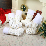 White Christmas Stockings Set of 6 - Lage Elegant Xmas Stockings with Golden Christmas Tree Snowflake Designs, Fluffy Grey and White Christmas Stockings for Holiday Party Decorations 20 inch Amorita