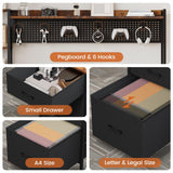 VIGKOOK 65in Gaming Desk with Hutch and Power Outlets, LED Lights, 2 Drawers, and Ample Storage in Rustic Brown VIGKOOK