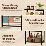 BUTUNITA Coffee Bar Station with 5 Tiers - Small Coffe Bar Kitchen Shelf with 4 S-Shaped Hooks - Corner Storage Baker's Rack for Small Spaces, Entryways, and Living Rooms BUTUNITA