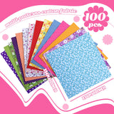 Tudomro 100 Pieces 10 x 10 Inches Cotton Fabric Squares No Repeat Patchwork Quilting Fabric Bundles Layer Precut Quilt Material for DIY Craft Sewing Cloths Handmade Accessories(Floral) Tudomro