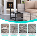 Muphyers 10-Piece Outdoor Patio Furniture Set with Rocking Swivel Chair, PE Wicker Rattan Sectional Sofa Patio Conversation Set with 55,000 BTU Fire Pit Table & Coffee Table, Sand Muphyers