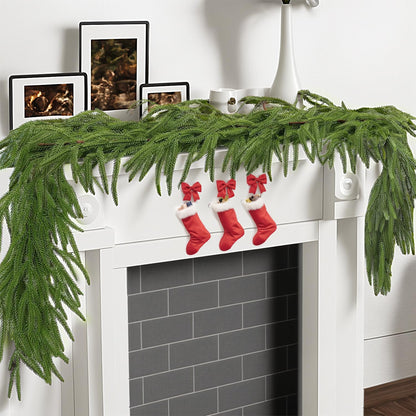 bedee Christmas Garland, 6 ft Norfolk Pine Garland with Light, Real Touch Artificial Plants for Indoor Christmas Decorations (1 Pack)