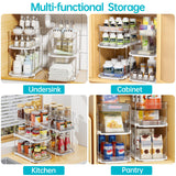 Delamu 2 Sets of 3-Tier Bathroom Under Sink Organizers and Storage, Multi-Purpose Stackable Pantry Organization and Storage, Pull Out Clear Kitchen Bathroom Cabinet Organizer with Movable Dividers Delamu