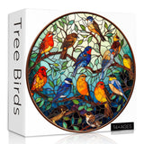 Stained Glass Puzzle Bird Puzzles for Adults 1000 Pieces, Round Bird Tree Jigsaw Puzzle, Impossible Hard Difficult Challenging Puzzles for Adults PICKFORU