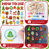 Mootycapa 24 Pcs Christmas DIY Wooden Magnets to Paint, Xmas Holiday Glow in The Dark Wood Painting Crafts, Santa Claus Fridge Magnets Craft Kits for Boys Girls Adults Family Home Party Activities Mootycapa