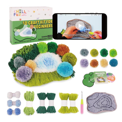 ChillFuzz Latch Hook Kits for Adults - Kids Crochet Kit for Beginners Arts and Craft Kit Moss Rug Coaster Green Latitude37N