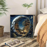 DAZZLEDOTS Diamond Art Kits for Adults, Book Forest Diamond Painting 5D Magic Moon Library Diamond Art Kits for Beginners DIY Full Drill Paint by Diamonds Dot Gem Art for Home Wall Decor 13.8x13.8inch DAZZLEDOTS