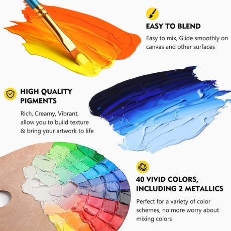 Oil Paint, 40pcs (18ml/0.6oz) with Storage Box, Rich Pigments, Vibrant, Non Toxic Paints for Professional Artist, Hobby Painters & Kids, Ideal for Canvas Painting Magicfly