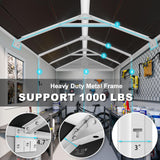 Resin Outdoor Storage Shed with Floor Included 8x6 FT, Large Waterproof Plastic Outside Garden Backyard Patio Lawn Tools Shelter with Window Lockable Door, Gray WELYAS