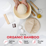 Swice Bread Proofing Basket, Round 9-Inch Banneton Sourdough Starter Kit with Lame, Dough Scraper, Linen Liner, and Basting Brush, Complete Bread Making Supplies and Tools Swice
