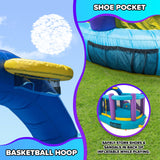 Sportspower INF-2415 Whack-A-Play Inflatable Bounce House with Basketball Hoop, Slide and Quick Inflate Blower: Recommended Age 3-8, Blue/Purple and Yellow, 13'x12'x7.83' Sportspower