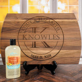 Blue Ridge Mountain Gifts Personalized Wood Cutting Board with Gift Box, Stand, and Oil Included Laser Engraved Anniversary or Wedding Gift Couples Housewarming Present Blue Ridge Mountain Gifts