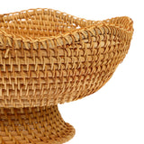 Alipis Rattan Fruit Bowl, Bread Basket Wicker Storage Bowls Woven Footed Bowl Round Pedestal Plate Keys Storage Basket Dessert Display Platter Snack Serving Dish for Kitchen Alipis