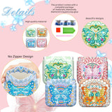 Hsei 4 Pcs Diamond Painting Coin Purse Pouch Leather DIY Rhinestone Paint Handmade Clutch Change Holder Change Purse Diamond Painting Bags for Adults Women Craft Makeup (Mandala, Butterfly) Hsei
