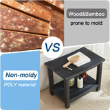 Shower Stool for Inside Shower Waterproof, Poly Lumber Shower Bench Seat for Shaving Legs, Plastic Chair Seat for Shower, Shower Foot Rest with Adjustable Feet, Non-Slip, Black KaimuBench