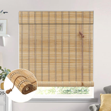 EVOZEN No Tool No Drill Bamboo Blinds, Bamboo Blinds for Interior Windows, Bamboo Window Shades,Light Filtering, Bamboo Shades, Easy to Install for Home & Patio& Porches EVOZEN