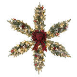 hogardeck Snowy Christmas Star Wreath, 48 Inch Artificial Large Christmas Wreath with Berry Pine Cones Bow-tie 120 Lights, Pre-lit Snowflake Wreath for Xmas Home Wall Front Door Indoor Outdoor, 4 FT﻿ hogardeck