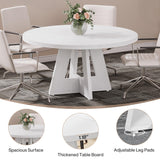 Tribesigns 47-Inch Round Conference Table for 4-6 People, Wooden Meeting Room Table with Thicken Tabletop and Wood Base (White) Tribesigns