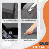 Seogwisam 4 Piece Patio Furniture Set, Outdoor Wicker Conversation Set, Rattan Sectional Sofa Couch with Glass Coffee Table & Thick Cushion for Backyard, Porch, Garden, Poolside, Black/Grey Seogwisam