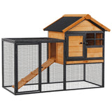 PawHut 2-Level Rabbit Hutch Bunny House with Weatherproof Hinged Asphalt Roof, Removable Tray and Ramp for Outdoor PawHut