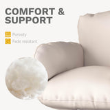 DWVO Foldable Hanging Egg Chair with Cushion, Rattan Wicker Swing Chair Without Stand, 350lbs Capacity, Indoor Outdoor Basket Seat for Balcony, Bedroom, Porch, Garden (Beige) DWVO