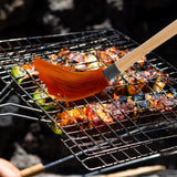 4Pcs BBQ Mop Brush Grilling Basting Mop Wooden Long Handle BBQ Mop Set with 12Pcs Replacement Heads for Basting Steak Marinade Sauce(18.3inch) DIVINA VITAE