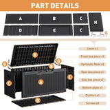 Greesum 100 Gallon Resin Deck Box Large Outdoor Storage Boxes with Cushions for Garden Tools, Patio Furniture Pillows, Pool Supplies, Black Greesum