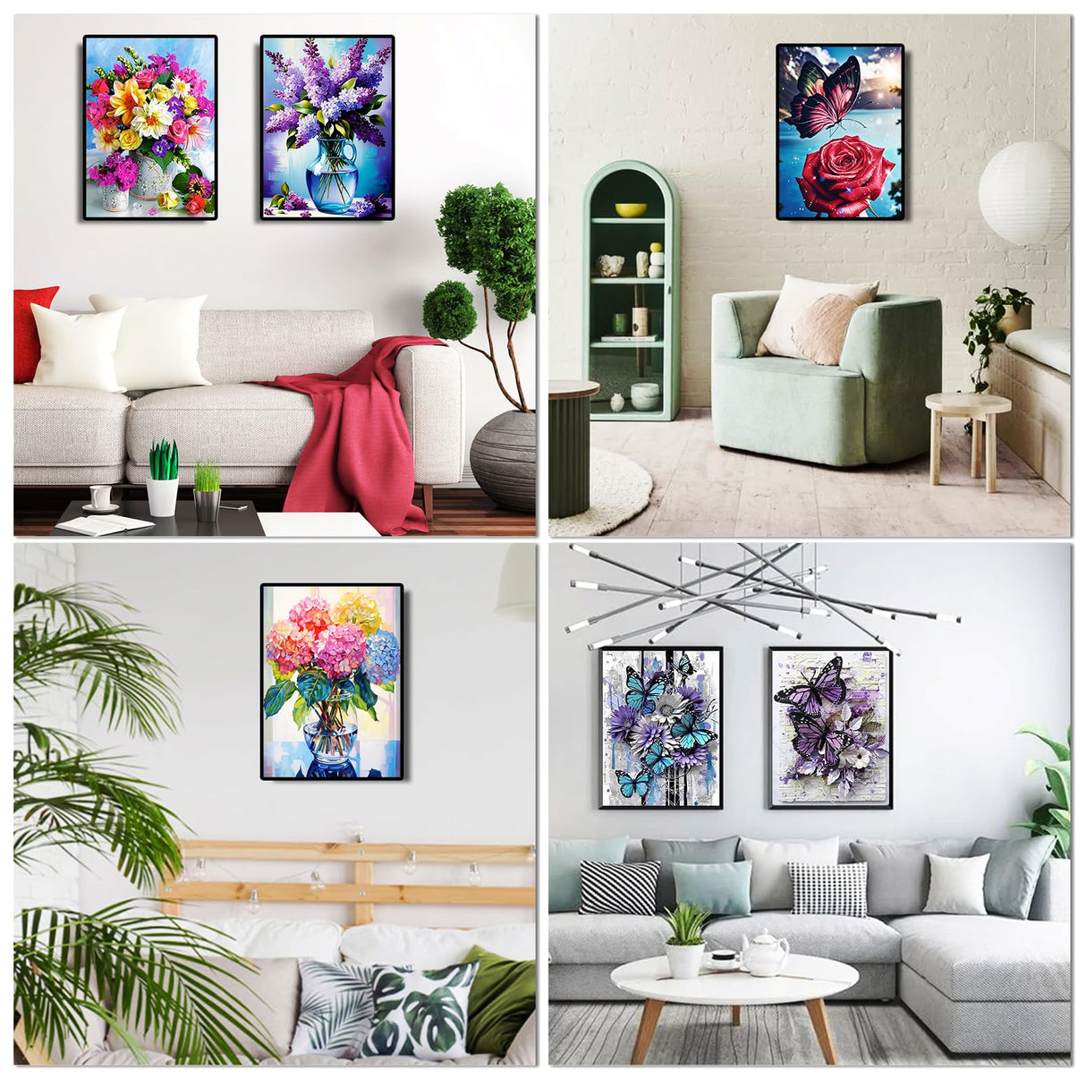 12 Pack Flowers Diamond Art Kits Packs for Adults, 5D Diamond Painting Kit Sets with Tools for Beginners DIY Full Drill Diamonds Paintings Crafts Gem Art by Number Gift Home Wall Decor (12x16 Inch) BWFY