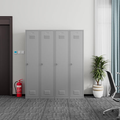 Topass Metal Lockers for Employees with Keys, 71" Tall Steel Storage Cabinet with Lockable Door, Metal Storage Locker for School Office Gym (1-Door, Grey) - WoodArtSupply