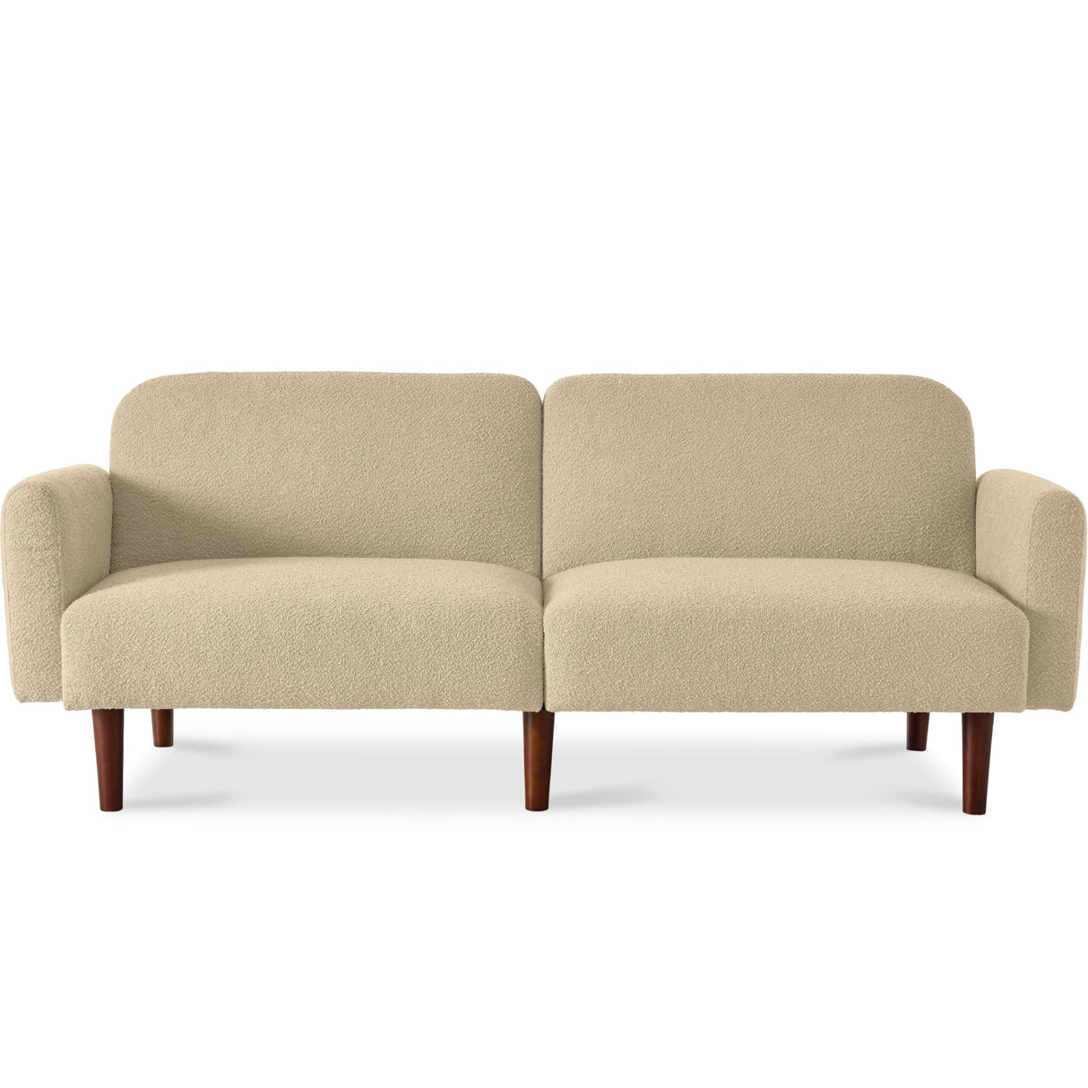 Best Choice Products 77" Mid Century Modern Boucle Loveseat Sofa, Couch, Convertible Sofa Sleeper Bed w/Real Wood, Removable Armrest - Oatmeal Best Choice Products