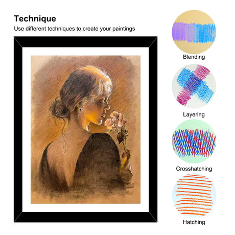KALOUR Pro Pastel Chalk Colored Pencils,24 Colors portrait set,Color Charcoal Pencils for Drawing Sketching Coloring Shading,Art Supplies for Adults Artists KALOUR