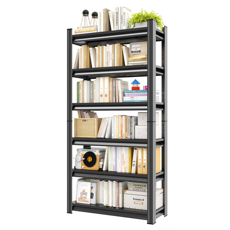 Notmise Book Shelf 6-Tier Tall Bookshelves Metal, Industrial Adjustable Storage Black, Easy to Assemble for Bedroom (78" H * 39.3" W * 15.7" D) Notmise