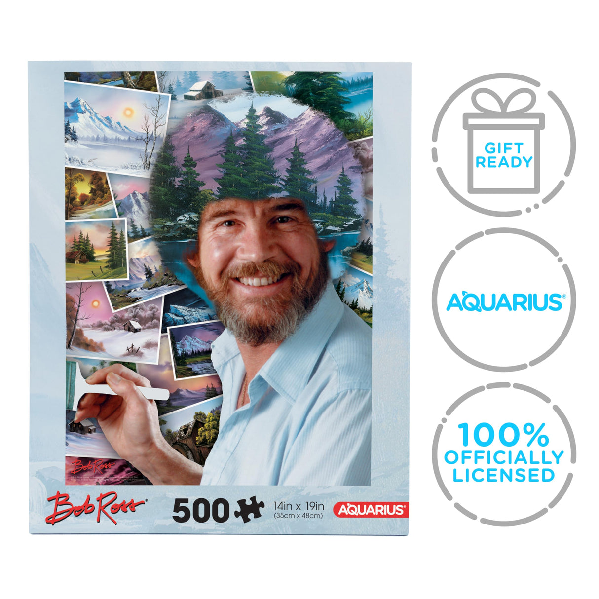 AQUARIUS Bob Ross Hair 500pc Puzzle (500 Piece Jigsaw Puzzle) - Glare Free - Precision Fit - Officially Licensed Bob Ross Hair 500pc Puzzle Movie Merchandise & Collectibles - 14x19 Inches AQUARIUS