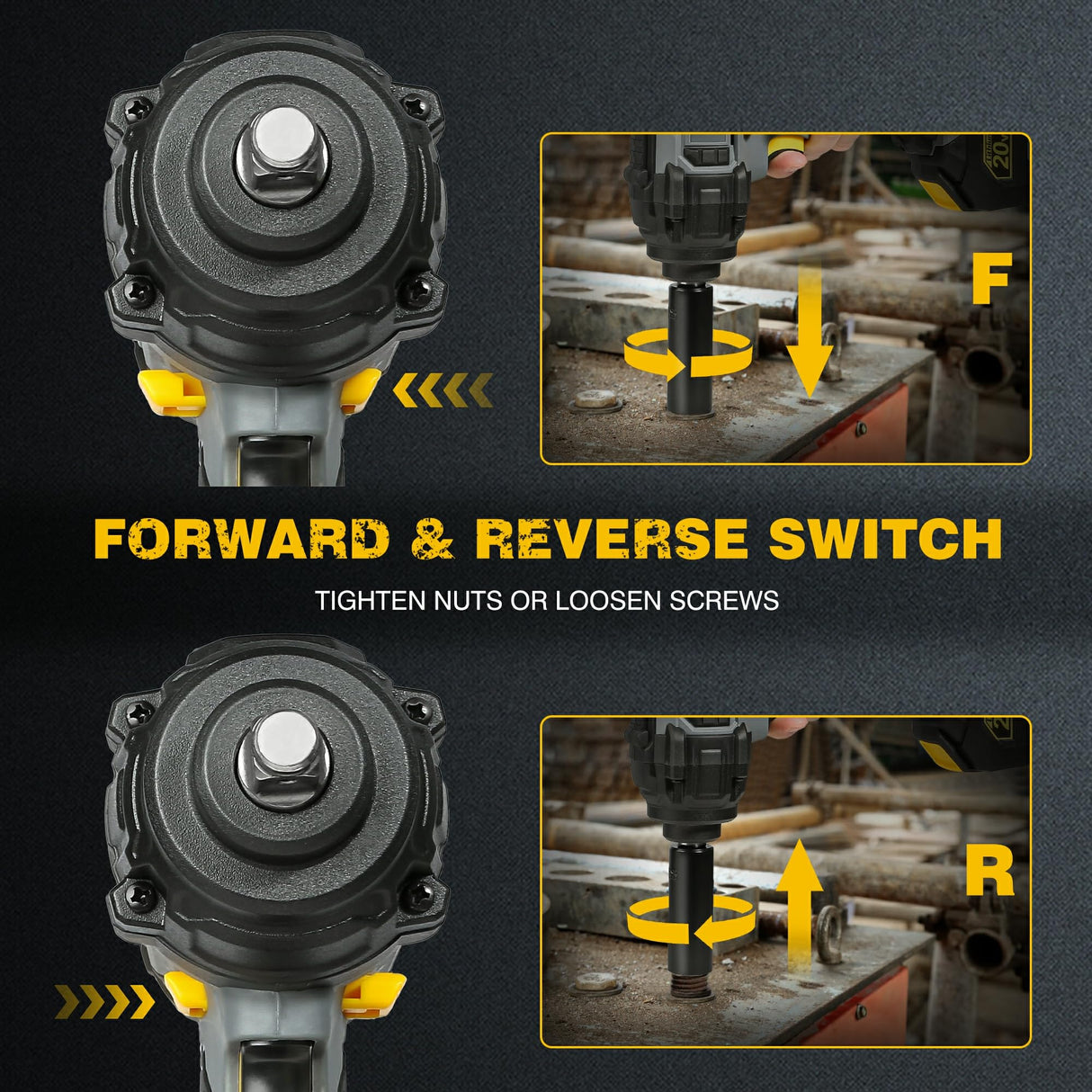 RIDA Cordless Impact Wrench, 1/2 POWER Impact Gun w/ 5 Torque Options Max 300 Ft-lbs (400N.m) Power w/ 4.0Ah Li-ion Battery & 1 Hour Fast Charger, 4 Sockets, Electric Impact Wrench for Car Home RIDA